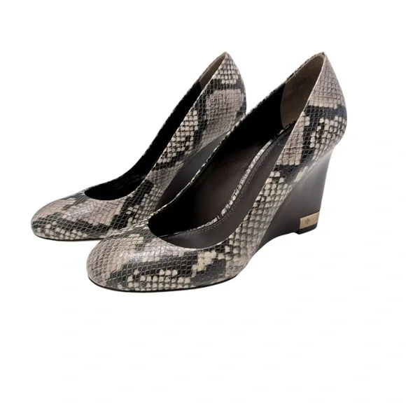 TORY BURCH Astoria Snakeskin Print Wedge Shoe Sz 8 - Picture 2 of 13